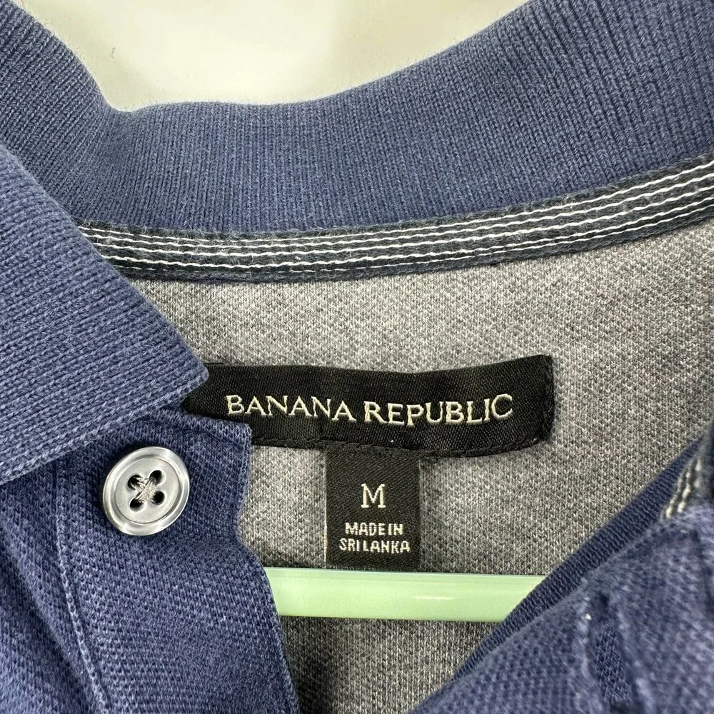 Banana Republic size Medium blue short sleeve polo shirt top cotton‎ blend